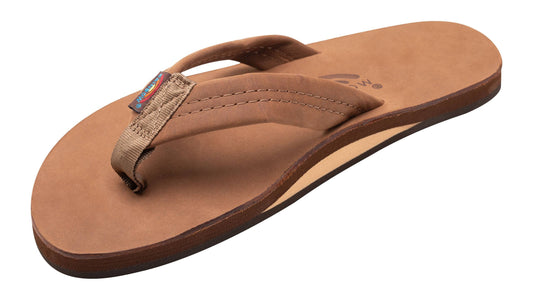 Mens Single Layer Premier Leather With Arch Support Sandals - Redwood - Medium, Men's