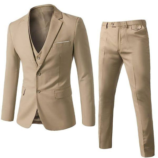 Mens Suits Slim Fit3 Piece Suit For Men2 Button Blazer Jacket Vest Pants With Tiemen Tuxedo Suit Set Light Grey, Large