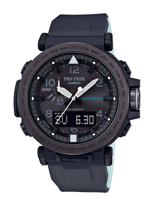 Men's 'Pro Trek' Quartz Resin And Silicone Casual Watch, Color:Black (